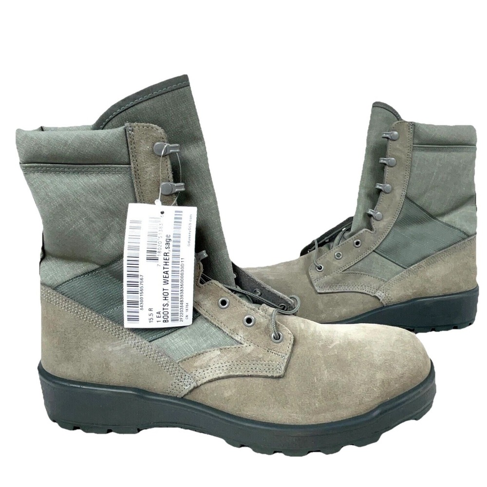 Vintage Army Military Sage Green Combat Boots Size 15.5 R Mens Vibram UFCW USA